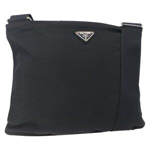 Authentic PRADA Shoulder Bag Nylon Black Silver